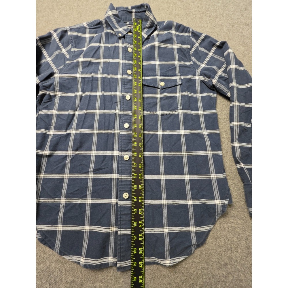 Abercrombie & Fitch Flannel Shirt Mens S Blue White Striped Collared Button Down - Picture 6 of 7
